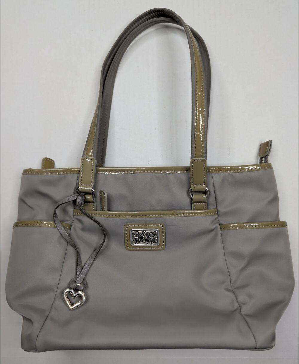 Brighton Stevie Microfiber Organizer Computer Laptop Handbag Gray Nylon Charm